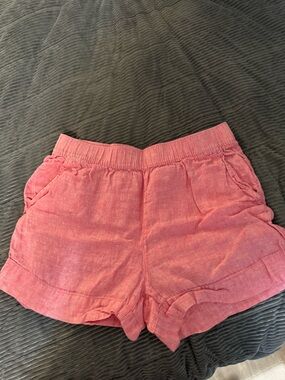 C&C California Pink Linen-Blend High Waist Casual Shorts